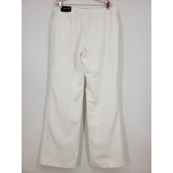Nine West Neo Classic Pant 16 Straight Wide Leg Linen Blend High Rise White NWT - Picture 4 of 11